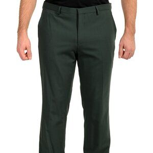 Hugo Boss Men's "Hesten232X" Extra Slim Fit Green Wool Dress Pants US 40R IT 56
